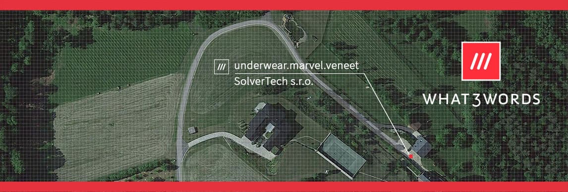 příklad funkce what3words na fotomapě s lokací solvertech